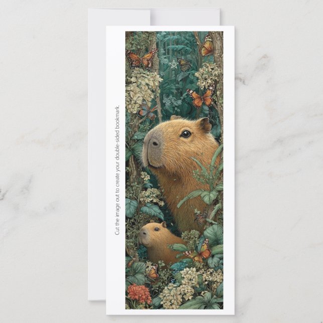 Erstelle deine eigene Blumen-Capybaras-Lesezeichen (Vorderseite)