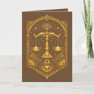 Erstelle deine eigene elegante Gold Art Deco Waage Feiertagskarte