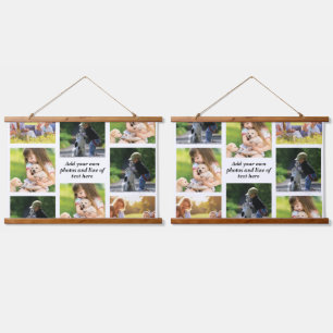 Erstelle deine eigene Fotocollage und Text Wandteppich Mit Holzrahmen