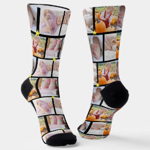 Erstelle deine eigene lustige 5-Foto-Collage-Crew Socken