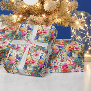Erstelle deine eigene romantische Pfauenblume Geschenkpapier