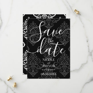 Erstelle deine eigene Schwarz-Weiß-Damask-Hochzeit Save The Date