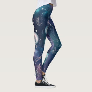 Erstelle deine eigene türkis-rosa florale Galaxie- Leggings
