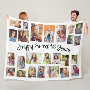Erstelle deine eigenen 25 Foto Happy Sweet 16 Fleecedecke