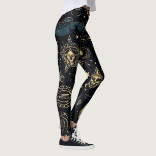 Erstelle deine eigenen Blau und Gold Heidnische Sy Leggings