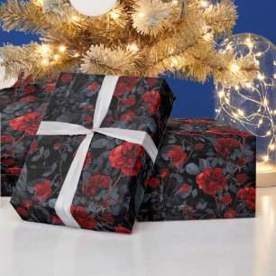 Erstelle deine eigenen gotischen Raben rote Rosen Geschenkpapier