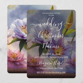 Erstelle deine eigenen lila Gartenblumen Hochzeit Einladung