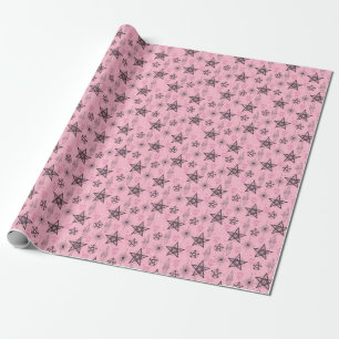 Erstelle deine eigenen schwarzen Pentagramme rosa Geschenkpapier