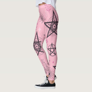 Erstelle deine eigenen schwarzen Pentakel rosa Kri Leggings