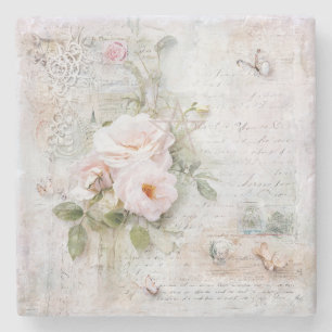 Erstelle Deine eigenen shabby chic rosa Rosen Schm Steinuntersetzer