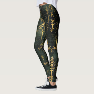 Erstelle deine eigenen Türkis Gold heilige Symbole Leggings