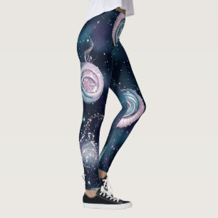 Erstelle deine eigenen Türkis Lila Rosa Fraktalspi Leggings