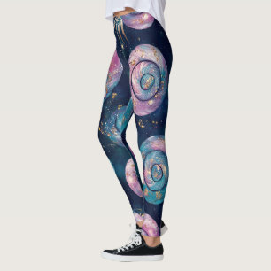 Erstelle deine eigenen Türkis Rosa Gold Große Blat Leggings