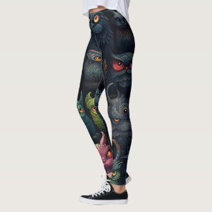 Erstelle Deine eigenen wilden Goblin Eulen Schwarz Leggings