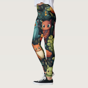Erstelle deine eigenen wilden Koboldkatzen Schwarz Leggings