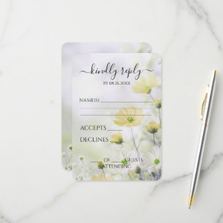 Erstelle deine eigenen zarten gelben Blumen Hochze RSVP Karte