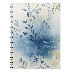 Erstelle Deinen eigenen blauen Nebel-Gold-Blumen-M Notizblock