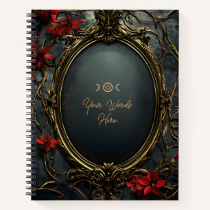 Erstelle Deinen Eigenen Gold- und Grau-Rot-Blumens Notizbuch