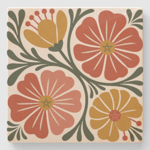 Erstelle Deinen eigenen groovigen Retro-Blumensträ Steinuntersetzer