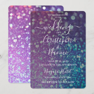 Erstelle deinen eigenen lila blauen Glitter Einladung