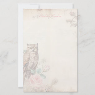 Erstelle deinen eigenen mystischen Eulen-Rosa-Rose Briefpapier
