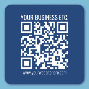 Erstelle Deinen eigenen QR-Code Blau Quadratischer Aufkleber