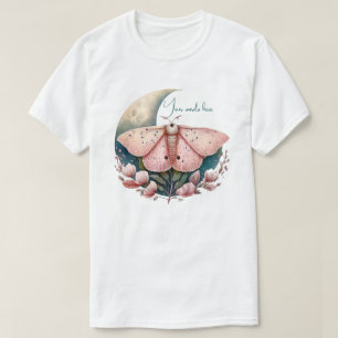 Erstelle deinen eigenen rosa Mondfalter und Blumen T-Shirt