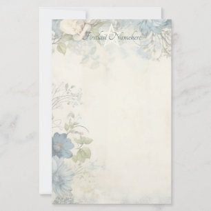 Erstelle Deinen eigenen Shabby Chic Blue Cosmos Fl Briefpapier