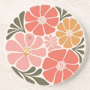 Erstelle deinen eigenen vintage groovy Retro-Lotus Getränkeuntersetzer