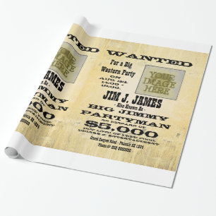 Erstelle ein personalisierbares Western-Wanted-Pos Geschenkpapier
