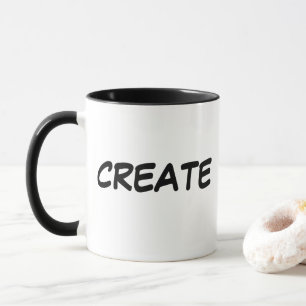 Erstelle trendige minimalistische Typografie-Kaffe Tasse
