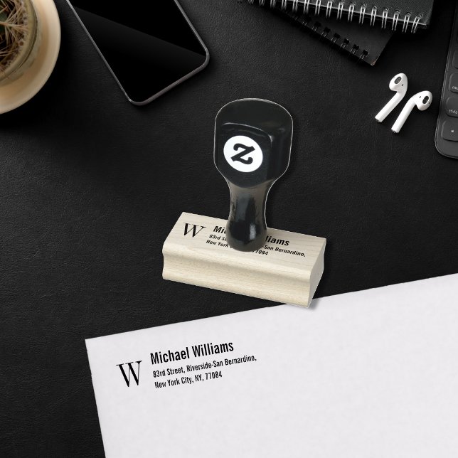 Erstellen einer benutzerdefinierten Monogramm-Rück Gummistempel (Create Custom Monogram Modern Name Return Address Rubber Stamp)