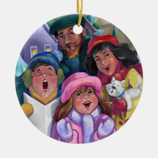 Erstellen einer Caroling-Illustration Keramikornament (Vorne)