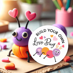 Erstellen einer Liebe Bug Playdough Valentine Labe Runder Aufkleber