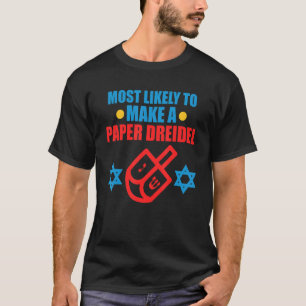 Erstellen eines Papierdreidels jüdischer Hanukkah- T-Shirt