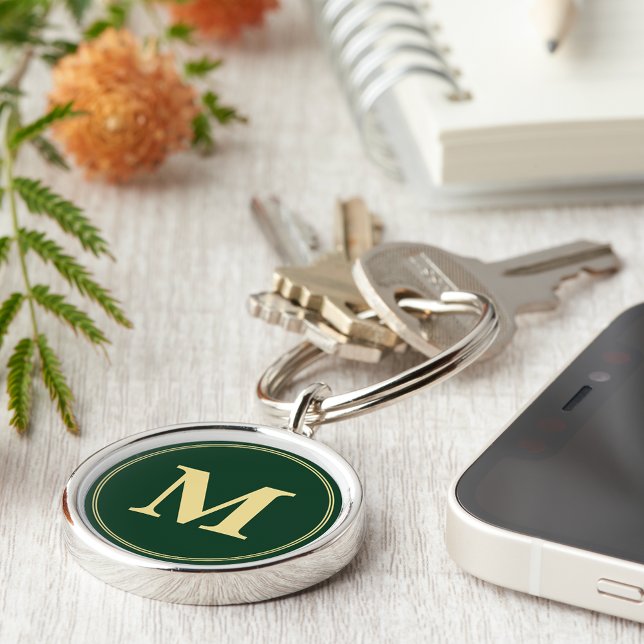 Erstellen eines Personalisierten Green-Gold-Monogr Schlüsselanhänger (Create Personalized Green Gold Monogram Keychain)
