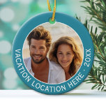 Erstellen eines UrlaubsSouvenirs mit Foto und Text Keramik Ornament<br><div class="desc">Reisen Sie mit diesem Sake zurück zu Ihrem Lieblingsort. Die blaue und weiße Grenze - Perfektes Geschenk für Großeltern oder die Familie. Ein Sake, der ein Bild und einen personalisierten Text hervorhebt. Für fortgeschrittene Benutzer können Sie die Farbe des Hintergrunds im Bearbeitungsbereich ändern.</div>