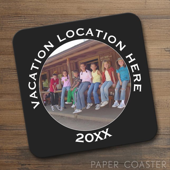 Erstellen eines UrlaubsSouvenirs mit Foto und Text Rechteckiger Pappuntersetzer (Custom Coaster)