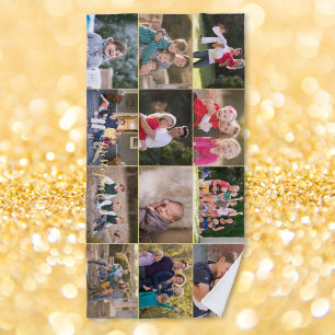 Erstellen Sie 12 Foto Collage Family Kids Mit Mono Strandtuch