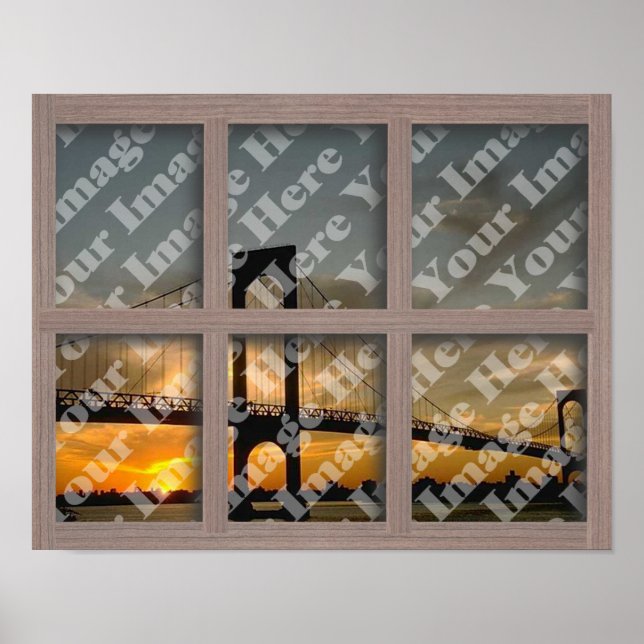 Erstellen Sie den braunen 6-poligen Fensterrahmen. Poster (Vorne)