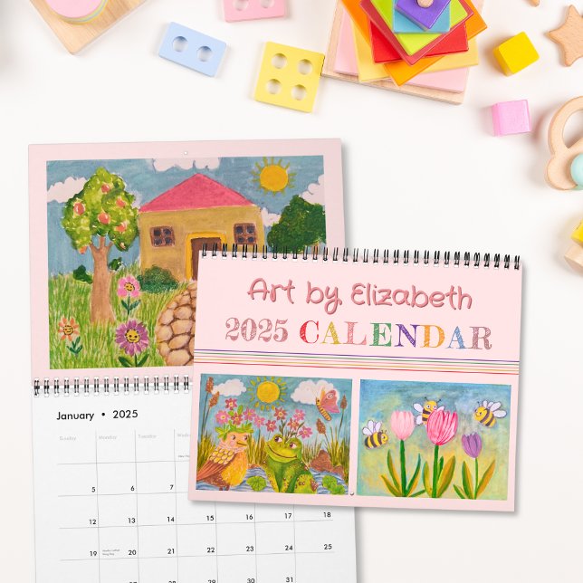 Erstellen Sie den Kunstkalender 2025 Ihres Kindes  Kalender (Pink Kids Art 2025 Calendar)