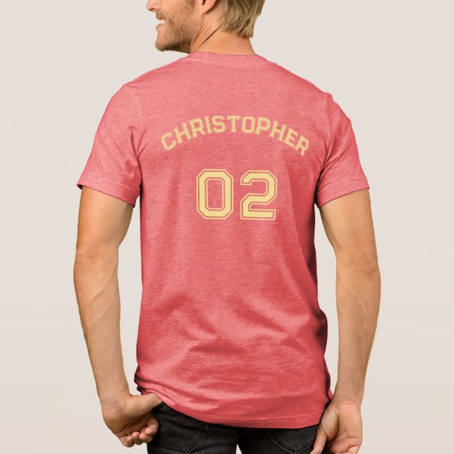 Erstellen Sie den Namen Jersey Number Mens Red Cot Tri-Blend Shirt (Rückseite)