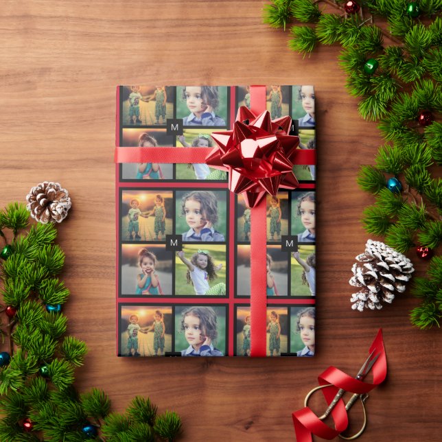 Erstellen Sie eigene Collage-Weihnachten für Fotos Geschenkpapier (Feiertagsgeschenk)