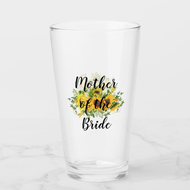 Erstellen Sie eigene Sonnenblumen-Brautparty-Gesch Glas (Vorderseite)