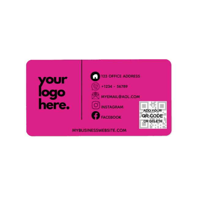 Erstellen Sie ein eigenes CERISE PINK QR CODE-Firm Adressaufkleber (Vorne)