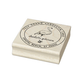 Erstellen Sie eine eigene Pink Flamingo Beach Rück Gummistempel