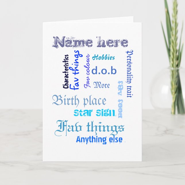 Erstellen Sie eine eigene Word-Cloud-Karte mit Vor Karte (Vorderseite)