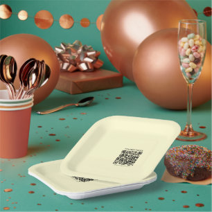 Erstellen Sie einen QR-Code Blassgelb Pappteller