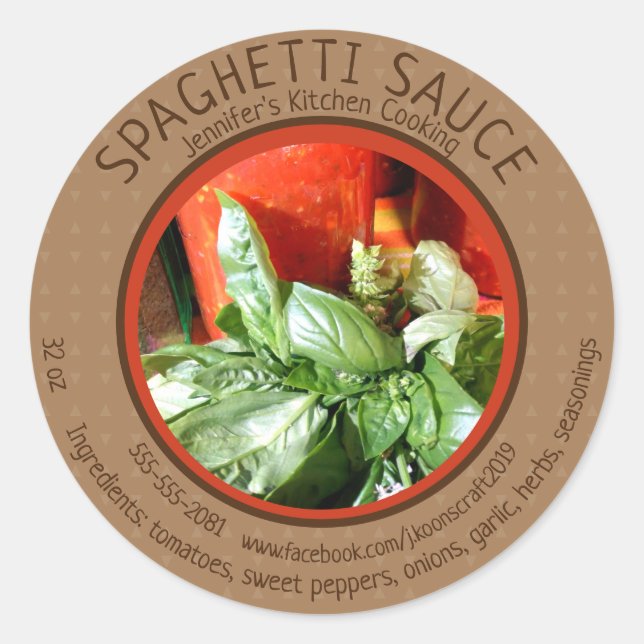 Erstellen Sie hausgemachte Spaghetti Sauce Runder Aufkleber (Vorderseite)