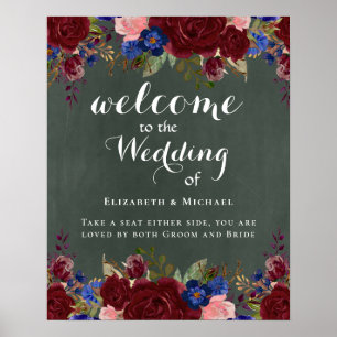 Erstellen Sie Hochzeit Begrüßungszeichen Burgundy  Poster